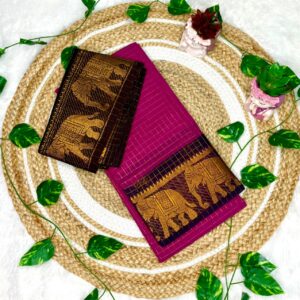 sungudi cotton saree with elephant borders