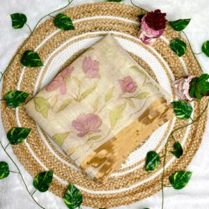 Linen Sarees with Applique Work