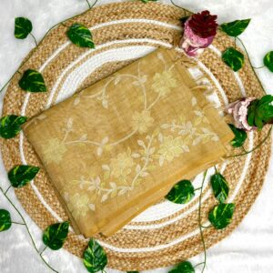Linen Sarees with Applique Work