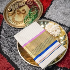 Microchecked Set Sarees Lavender & Blue