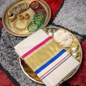 Microchecked Set Sarees Magenta & Blue