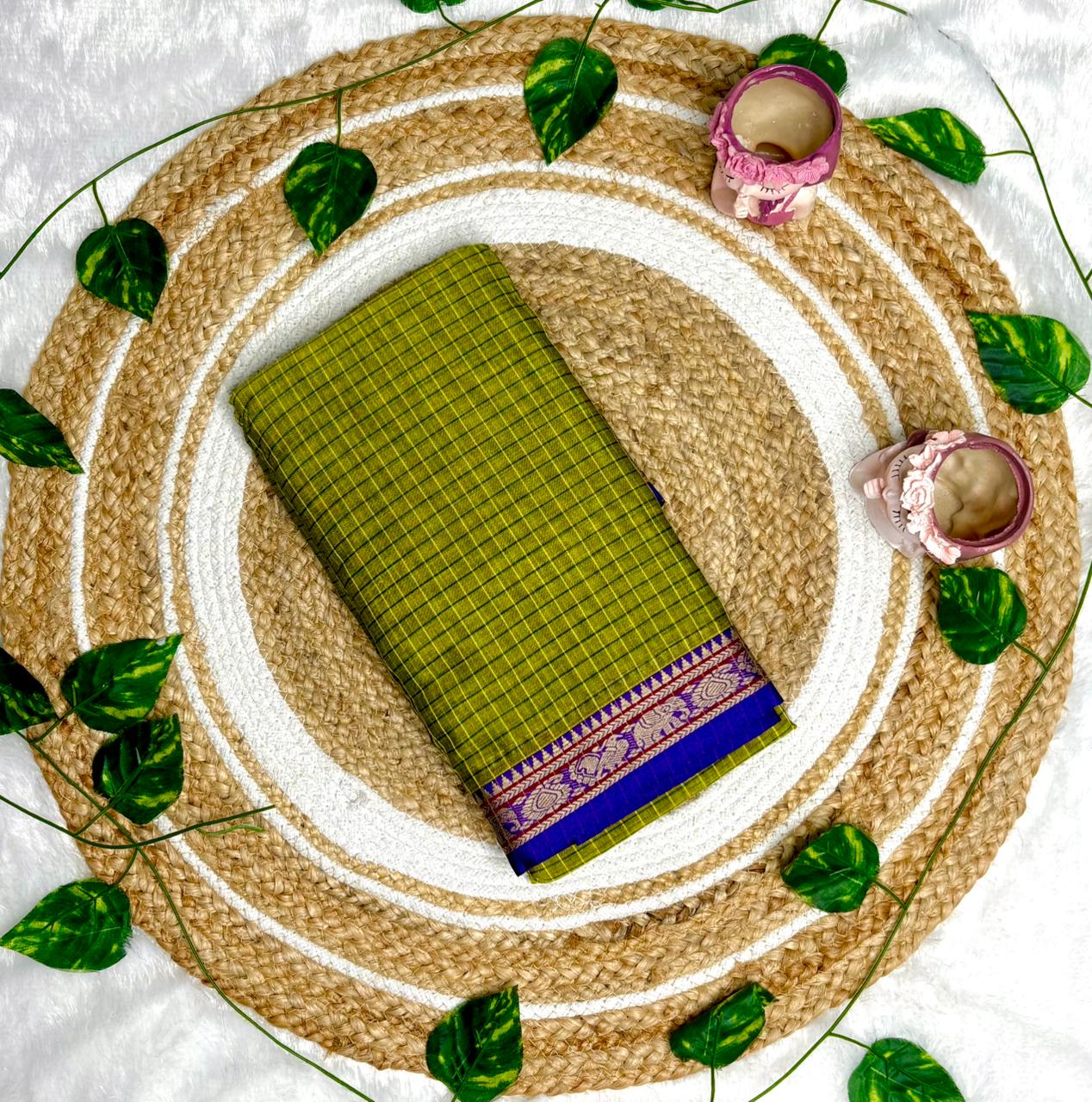 Narayanpet check cotton sarees with contrast border - Image 6