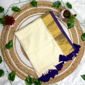 NEELAMBARI Mul Cotton with Violet Borders