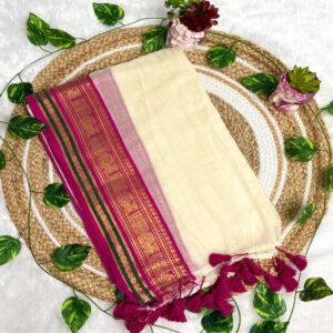 Arunima Mul Cotton Saree with Kanchi Borders