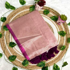 Arunima Pink Mul Tissue Saree