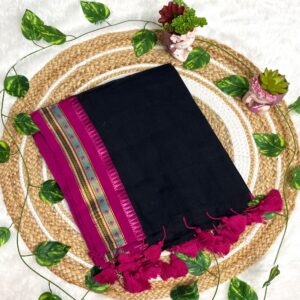 Nisha Black Mul Cotton Saree